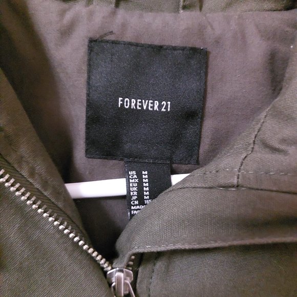 NWOT Forever 21 Women's Jacket Olive Green Utility Leather Size M - Picture 2 of 3